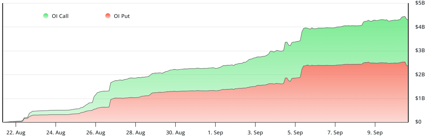 Options ouvertes de BTC au 12 septembre